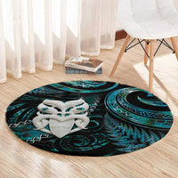 New Zealand Aotearoa Round Carpet Maori Wheku Paua Shell Glitter Turquoise LT05 - Polynesian Pride