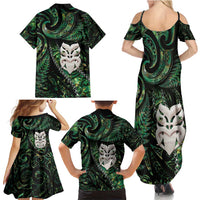 New Zealand Aotearoa Family Matching Summer Maxi Dress and Hawaiian Shirt Maori Wheku Paua Shell Glitter Green LT05 - Polynesian Pride