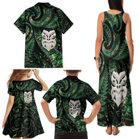 New Zealand Aotearoa Family Matching Tank Maxi Dress and Hawaiian Shirt Maori Wheku Paua Shell Glitter Green LT05 - Polynesian Pride