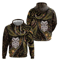 New Zealand Aotearoa Zip Hoodie Maori Wheku Paua Shell Glitter Gold
