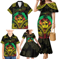 Aloha Tropical Palm Trees Family Matching Mermaid Dress and Hawaiian Shirt Reggae Polynesian Pattern