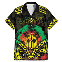 Aloha Tropical Palm Trees Family Matching Mermaid Dress and Hawaiian Shirt Reggae Polynesian Pattern