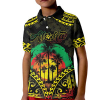 Aloha Tropical Palm Trees Kid Polo Shirt Reggae Polynesian Pattern