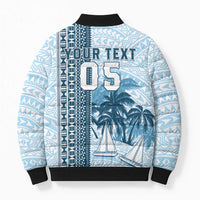 Custom Fiji Regatta Bomber Puffer Jacket Palm Tree Tapa Pattern - Polynesian Pride