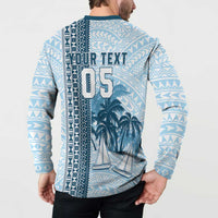 Custom Fiji Regatta Button Sweatshirt Palm Tree Tapa Pattern - Polynesian Pride