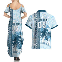 Custom Fiji Regatta Couples Matching Summer Maxi Dress and Hawaiian Shirt Palm Tree Tapa Pattern - Polynesian Pride