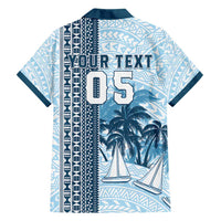 Custom Fiji Regatta Family Matching Long Sleeve Bodycon Dress and Hawaiian Shirt Palm Tree Tapa Pattern - Polynesian Pride