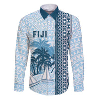 Custom Fiji Regatta Family Matching Mermaid Dress and Hawaiian Shirt Palm Tree Tapa Pattern - Polynesian Pride