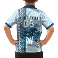 Custom Fiji Regatta Family Matching Summer Maxi Dress and Hawaiian Shirt Palm Tree Tapa Pattern - Polynesian Pride