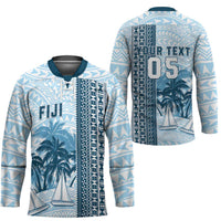 Custom Fiji Regatta Hockey Jersey Palm Tree Tapa Pattern - Polynesian Pride