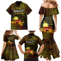 Happy Diwali Festival Family Matching Mermaid Dress and Hawaiian Shirt Diya Lamp Hibiscus Polynesian Pattern LT05 - Polynesian Pride