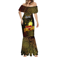 Happy Diwali Festival Mermaid Dress Diya Lamp Hibiscus Polynesian Pattern LT05 - Polynesian Pride