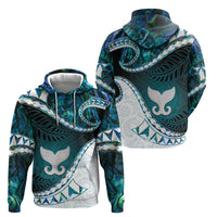 Aotearoa New Zealand Zip Hoodie Maori Wera Paua Shell Teal Glitter LT05 - Polynesian Pride