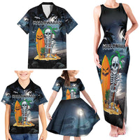 Personalised Hawaii Halloween Family Matching Tank Maxi Dress and Hawaiian Shirt Hallowaiian Skeleton Surf LT05 - Polynesian Pride