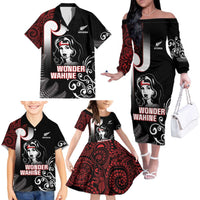 New Zealand Aotearoa Mana Wahine Family Matching Off The Shoulder Long Sleeve Dress and Hawaiian Shirt LT05 - Polynesian Pride