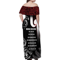 New Zealand Aotearoa Mana Wahine Family Matching Off Shoulder Maxi Dress and Hawaiian Shirt LT05 - Polynesian Pride