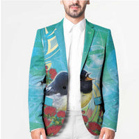 New Zealand Tomtit Blazer Maori Koru With Pohutukawa Galaxy Style - Polynesian Pride