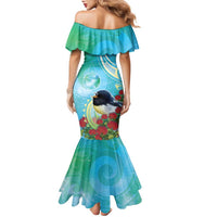 New Zealand Tomtit Family Matching Mermaid Dress and Hawaiian Shirt Maori Koru With Pohutukawa Galaxy Style LT05 - Polynesian Pride