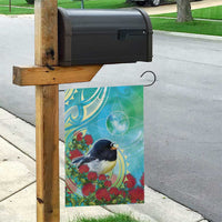 New Zealand Tomtit Garden Flag Maori Koru With Pohutukawa Galaxy Style - Polynesian Pride