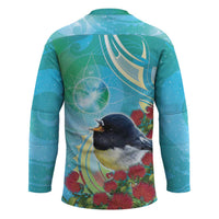 New Zealand Tomtit Hockey Jersey Maori Koru With Pohutukawa Galaxy Style - Polynesian Pride