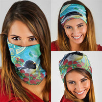 New Zealand Tomtit Neck Gaiter Maori Koru With Pohutukawa Galaxy Style - Polynesian Pride