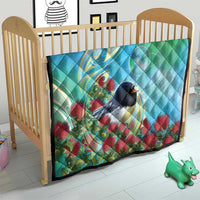 New Zealand Tomtit Quilt Maori Koru With Pohutukawa Galaxy Style - Polynesian Pride