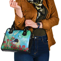 New Zealand Tomtit Shoulder Handbag Maori Koru With Pohutukawa Galaxy Style - Polynesian Pride