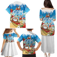 Guam Christmas Family Matching Puletasi and Hawaiian Shirt Felis Pasgua Chilling Santa LT05 - Polynesian Pride