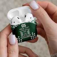 Custom Hawaii Football AirPods Case Rainbow Warriors Tropical Vibes - Polynesian Pride