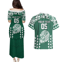 Custom Hawaii Football Couples Matching Puletasi and Hawaiian Shirt Rainbow Warriors Tropical Vibes - Polynesian Pride