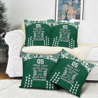 Custom Hawaii Football Pillow Cover Rainbow Warriors Tropical Vibes - Polynesian Pride