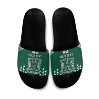 Custom Hawaii Football Slide Sandals Rainbow Warriors Tropical Vibes - Polynesian Pride