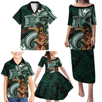 Hawaii Ikaika Warrior Football Family Matching Puletasi and Hawaiian Shirt Polynesian Tribal Tattoo LT05 - Polynesian Pride