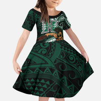 Hawaii Ikaika Warrior Football Kid Short Sleeve Dress Polynesian Tribal Tattoo - Polynesian Pride