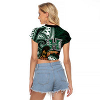 Hawaii Ikaika Warrior Football Raglan Cropped T Shirt Polynesian Tribal Tattoo - Polynesian Pride