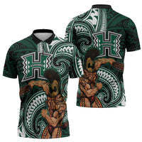 Hawaii Ikaika Warrior Football Zipper Polo Shirt Polynesian Tribal Tattoo - Polynesian Pride