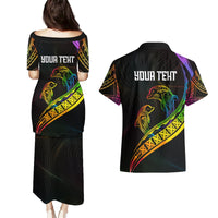 Personalised LGBT History Month Couples Matching Puletasi Dress and Hawaiian Shirt Proud And Happy Polynesian Dolphin LT05 - Polynesian Pride