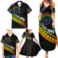 Personalised LGBT History Month Family Matching Summer Maxi Dress and Hawaiian Shirt Proud And Happy Polynesian Dolphin LT05 - Polynesian Pride