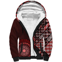 New Zealand Aotearoa Sherpa Hoodie Maori Harakeke Weaving Pattern Red LT05 Unisex Red - Polynesian Pride