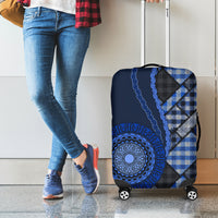 New Zealand Aotearoa Luggage Cover Maori Harakeke Weaving Pattern Blue LT05 - Polynesian Pride