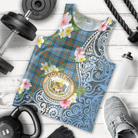 Personalised Hawaii State Men Tank Top Tropical Flowers With Tartan Pattern LT05 - Polynesian Pride