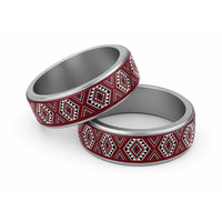 New Zealand Aotearoa Classic Ring Red Poutama With Taniko Pattern - Polynesian Pride