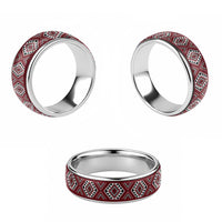 New Zealand Aotearoa Classic Ring Red Poutama With Taniko Pattern - Polynesian Pride