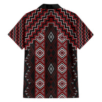New Zealand Aotearoa Family Matching Off The Shoulder Long Sleeve Dress and Hawaiian Shirt Red Poutama With Taniko Pattern LT05 - Polynesian Pride
