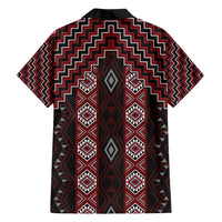 New Zealand Aotearoa Family Matching Tank Maxi Dress and Hawaiian Shirt Red Poutama With Taniko Pattern LT05 - Polynesian Pride