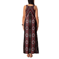 New Zealand Aotearoa Family Matching Tank Maxi Dress and Hawaiian Shirt Red Poutama With Taniko Pattern LT05 - Polynesian Pride