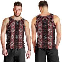 New Zealand Aotearoa Men Tank Top Red Poutama With Taniko Pattern LT05