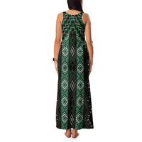 New Zealand Aotearoa Family Matching Tank Maxi Dress and Hawaiian Shirt Green Poutama With Taniko Pattern LT05 - Polynesian Pride