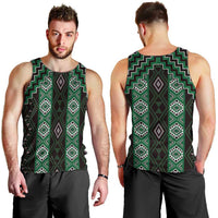 New Zealand Aotearoa Men Tank Top Green Poutama With Taniko Pattern LT05