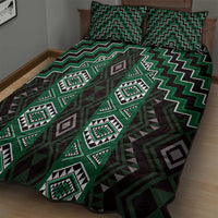 New Zealand Aotearoa Quilt Bed Set Green Poutama With Taniko Pattern LT05 - Polynesian Pride